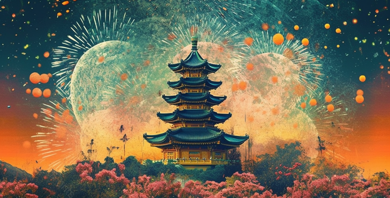 国潮风古代建筑水墨画插画背景,插画/手绘图,插画/手绘图库,插画/手绘图下载,插画/手绘
